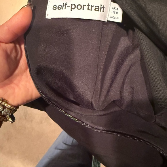 Self-Portrait Black and Green Feather Strapless Dress - Picture 5 of 5